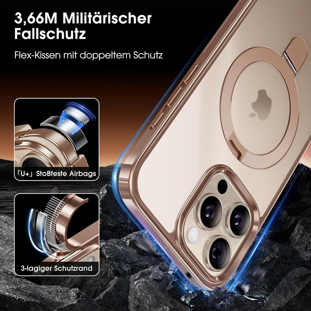 CASEKOO Original Titan Wüstensand für iPhone 16 Pro Max Hülle mit MagSafe-Ständer [Kratzfest & vergi