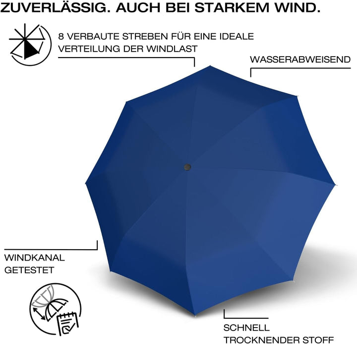 Knirps I.200 Taschenschirm Duomatic Automatik Regenschirm windstabil Blau, Blau