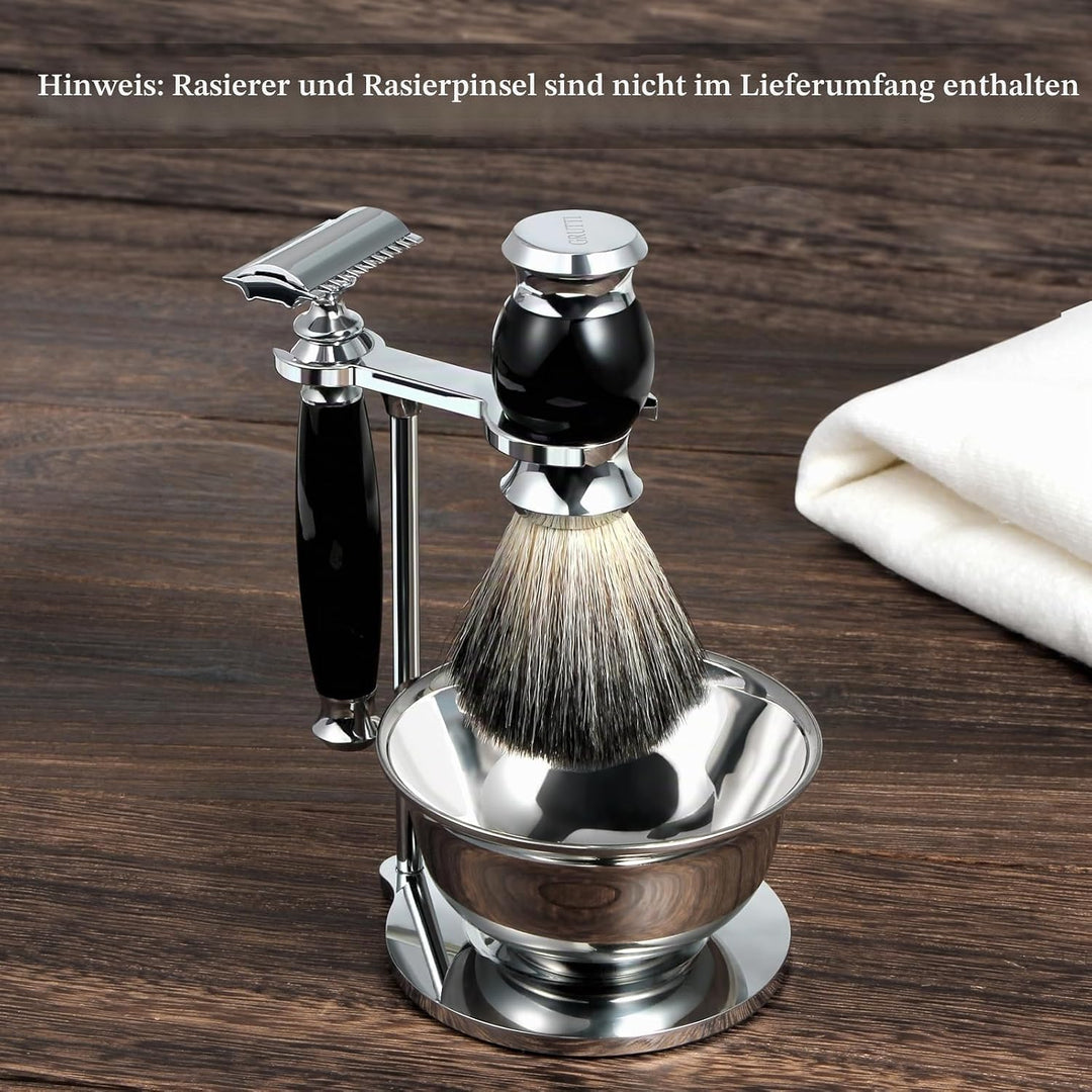GRUTTI Rasierset, Deluxe Rasierständer aus Chrom und Geschenksets für Herren mit Seifenschale zum Ra