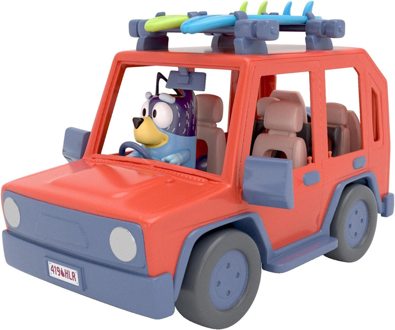Giochi Preziosi Bluey Auto 4 x 4 Familienfahrzeug, inklusive Papa Bandit Hoch, ca. 8 cm und 2 Surfbr