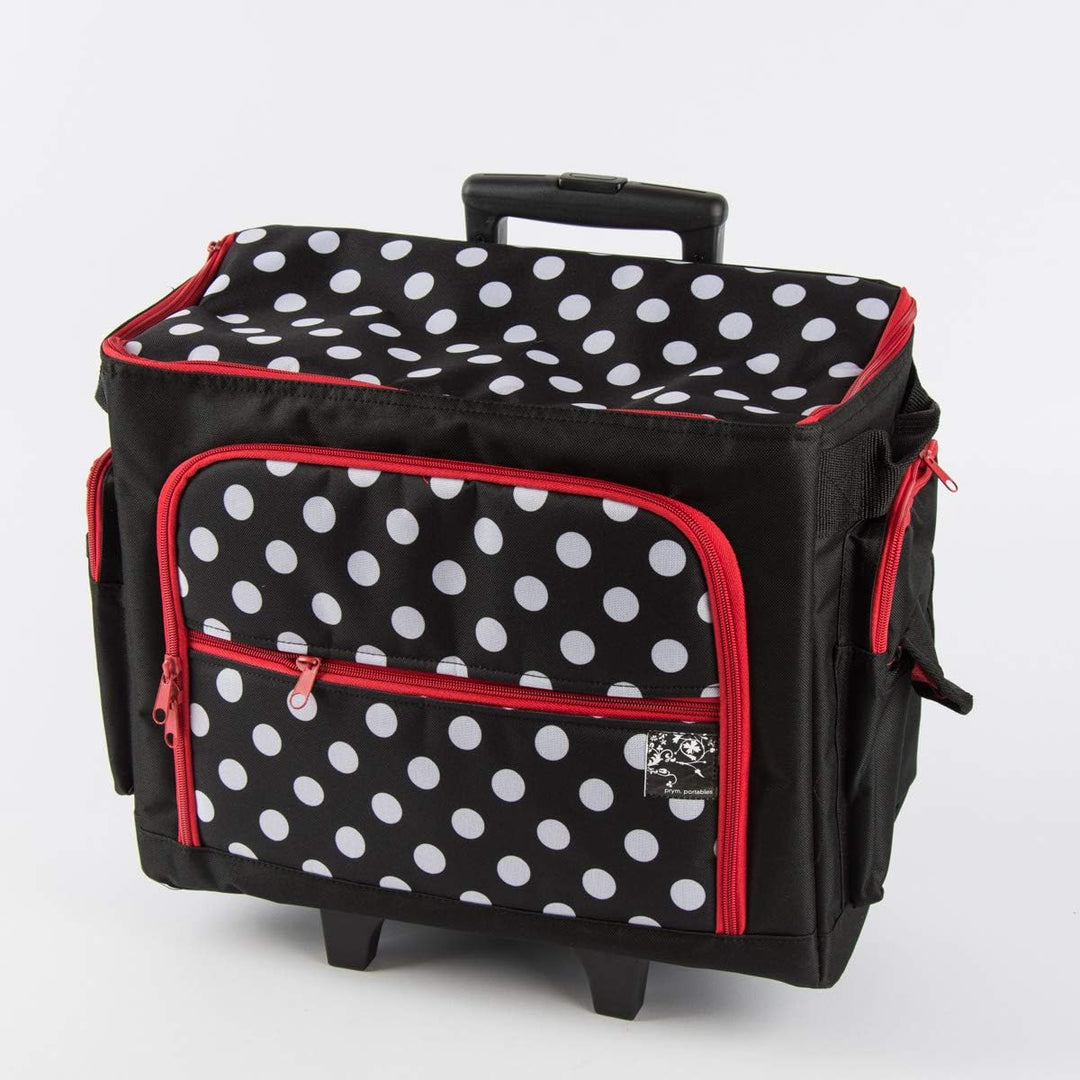 Prym 612630 Nähmaschine Trolley Polka Dots, schwarz/rot/weiss, 44 x 22 x 36 cm