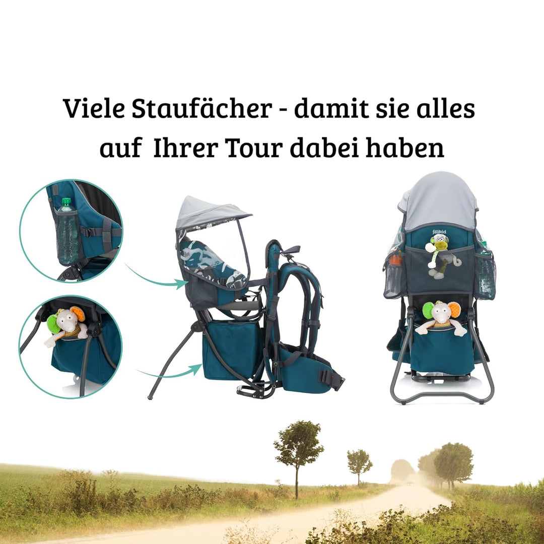 Fillikid Rückentrage Explorer Elite Exklusiv | Kindertrage für Wandern & Reise | Babytragerucksack m
