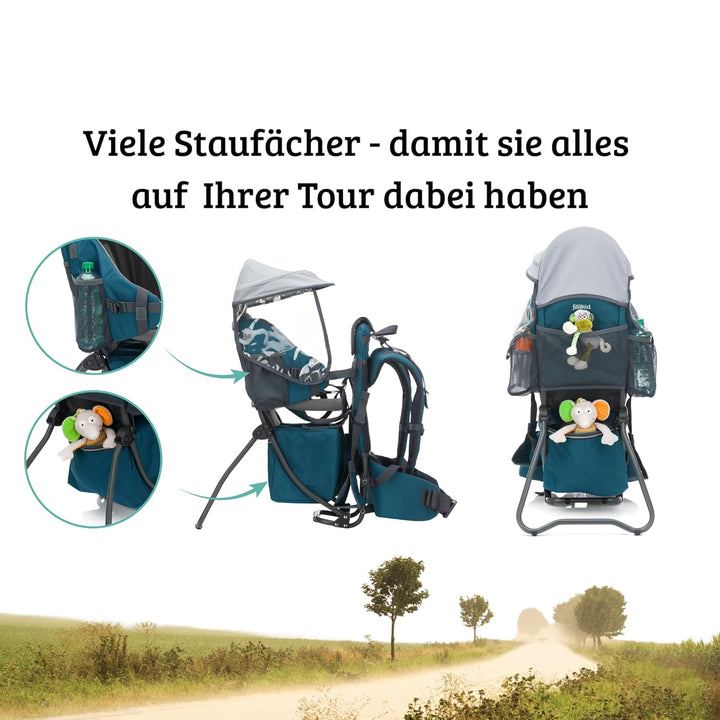 Fillikid Rückentrage Explorer Elite Exklusiv | Kindertrage für Wandern & Reise | Babytragerucksack m
