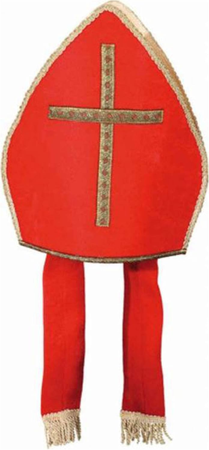Mütze: Bischofsmütze, rot mit goldenem Kreuz