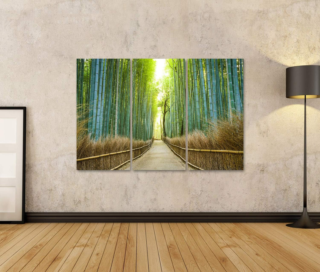 islandburner Bild auf Leinwand Kyoto Japan Bambus Wald Bilder Wandbilder Poster, Leinwand 130x80cm -