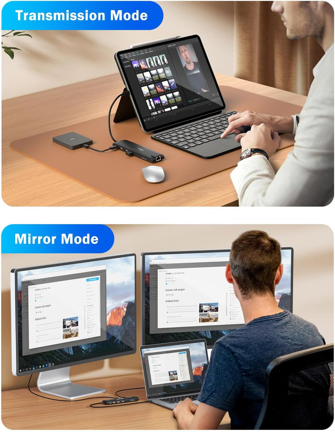 𝟐𝟎𝟐𝟒 𝐔𝐩𝐠𝐫𝐚𝐝𝐞 Docking Station USB C/A 10Gbps 3*Display- 14 in 1, USB C Dock 2 HDMI Adapter 4K, Ethern
