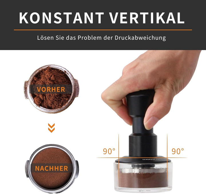 Tamper 53.35mm 4-Feder-System 25-35lbs Einstellbarer Anpressdruck Espresso Kaffee Tamper für Barista