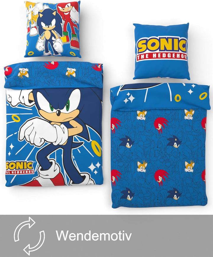 SkyBrands Sonic Bettwäsche 135x200 80x80 Gaming Bettwäsche Sonic The Hedhehog 2tlg. Bettwäsche Set B