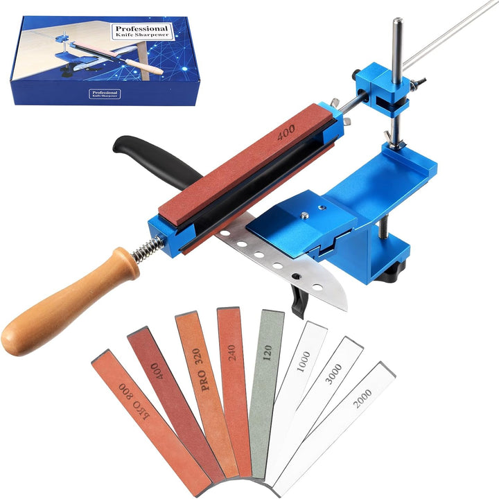 Professioneller manueller Messerschärfer, Schleifsystem mit festem Winkel, mit 4 Schleifsteinen + 4