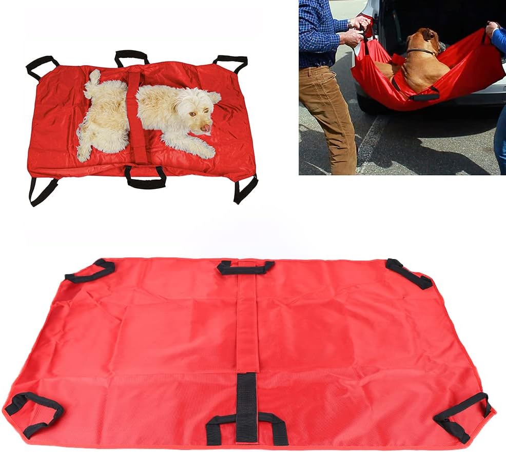 Haustier Hund Trage Faltbar Haustiertrage Nylon VeterinäR Haustiertransportbahre mit 6 Griffe, 110KG