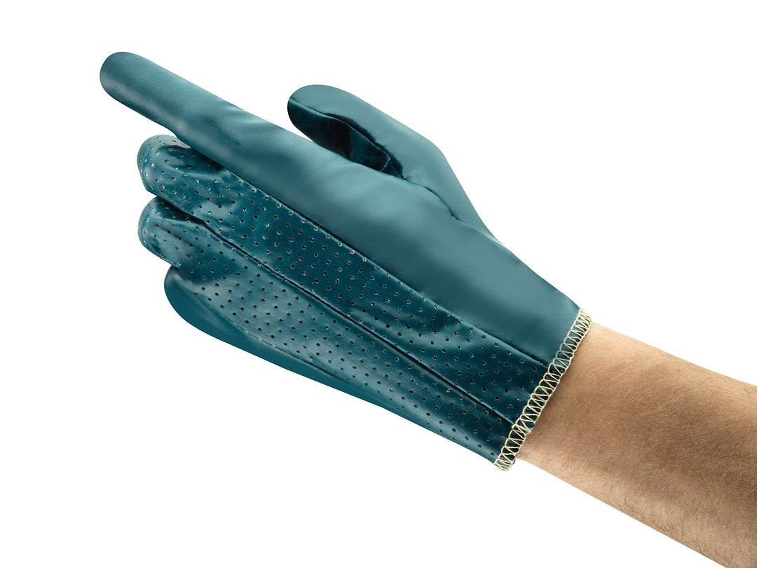 Ansell Hynit 32-800 Öl abweisende Handschuhe, Mechanikschutz, Blau, Grösse 9 (12 Paar pro Beutel) 9