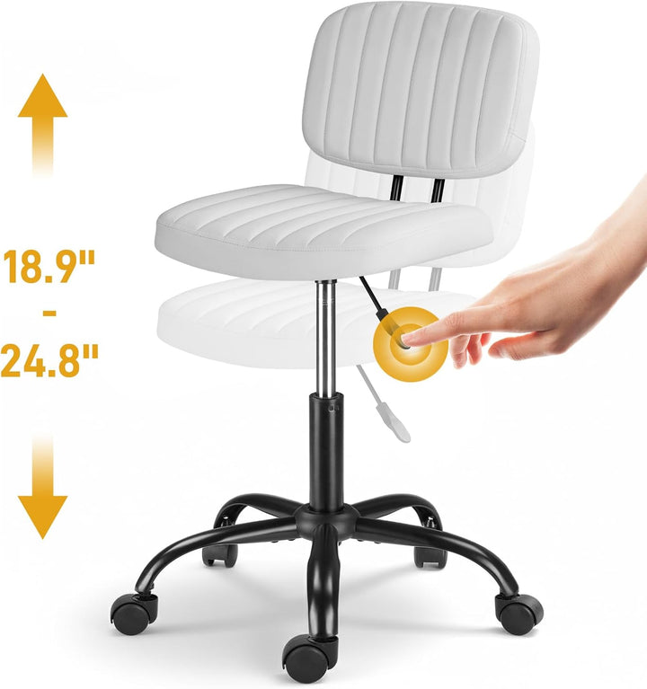 Ergonomischer Rollhocker mit Rückenlehne Arbeitshocker Drehhocker Rollhocker 360° drehbar Höhenverst