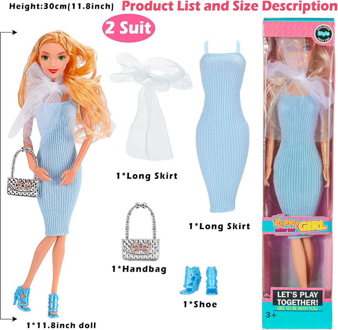 6 Pack Mode 11,5 Zoll amerikanisches Spielzeug Prinecess Puppen Spielset mit Outfits Kleid Design un