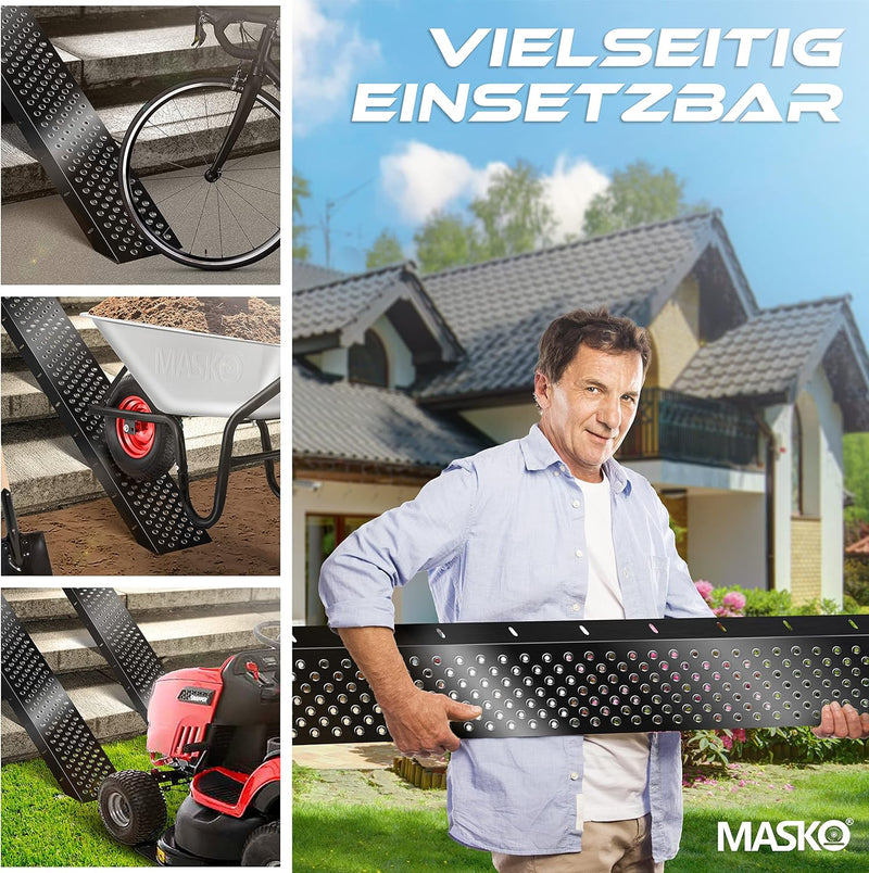 MASKO® 2X Auffahrrampe 400kg | Verladerampe | Verladeschiene | verzinkter Stahl | Antirutsch | 200kg