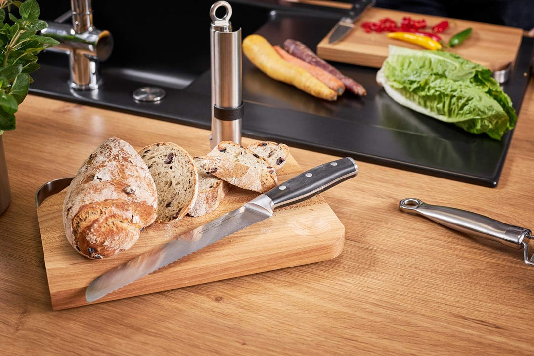 RÖSLE Brotmesser Tradition, Hochwertiges Küchenmesser zum Schneiden von Brot, Brötchen und Baguette,