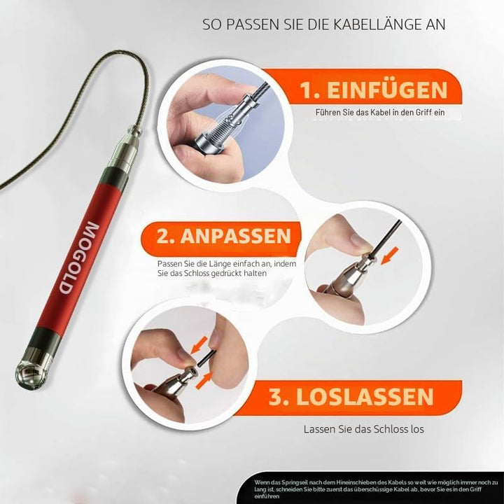 2-in-1 Speed Rope: 2mm for Boxing/MMA & 3mm for CrossFit - Tool-Free Adjustable Cable System with Du