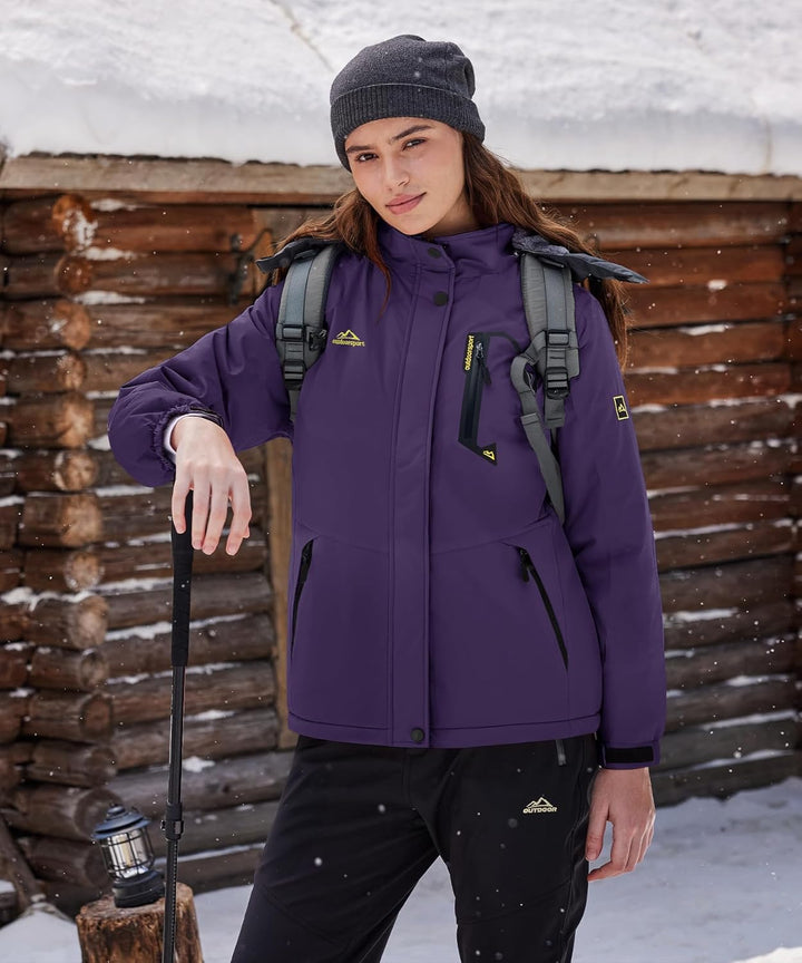 TACVASEN Damen Übergangsjacke Warm Winterjacke Gefüttert Wanderjacke Ski Jacket mit Wasserdichtem Re