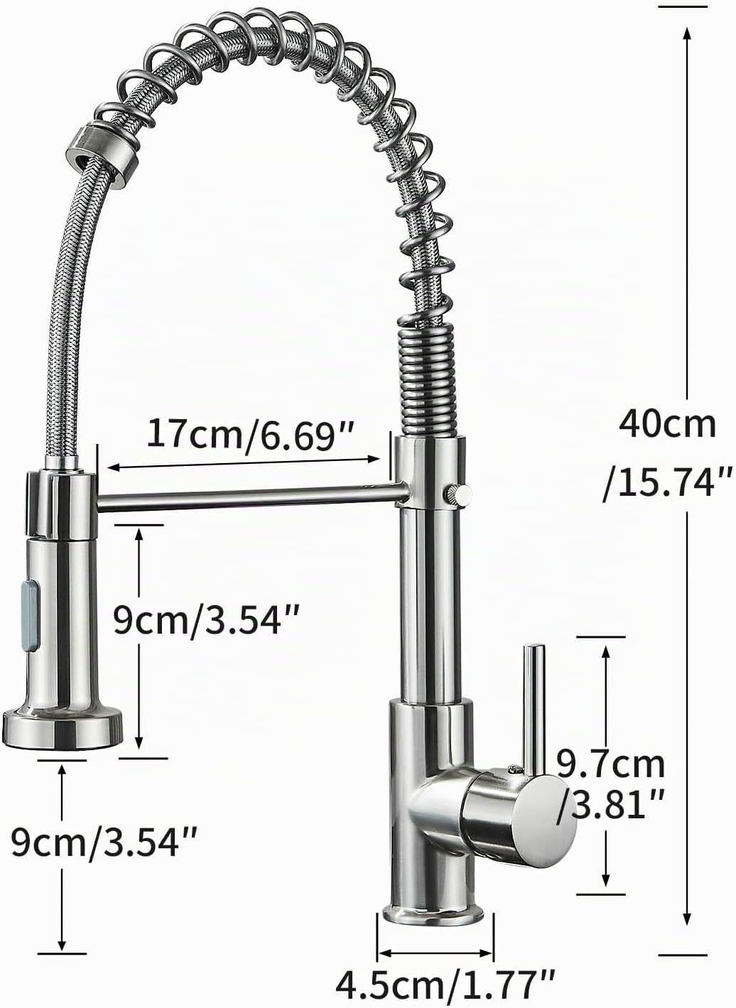 Wasserhahn Küche Hoher Bogen Hochdruck Küchenarmatur mit Herunterziehen Brause Armatur 360° Drehbar