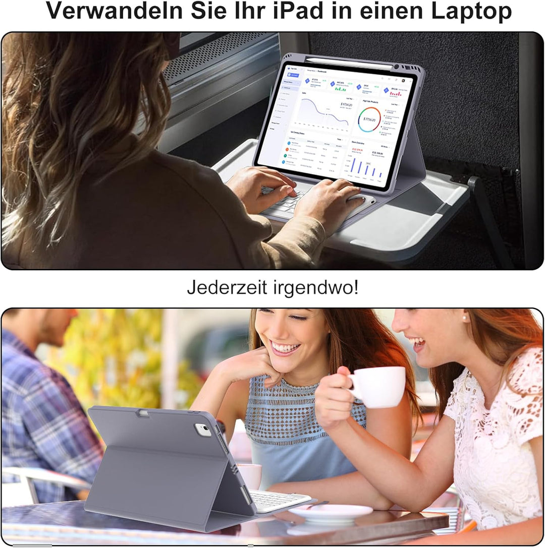 Hülle mit Tastatur für iPad Pro 12.9 Zoll 6ª 2022 /5ª 2021/4ª 2020/3ª Gen 2018, QWERTZ Deutsches Mag