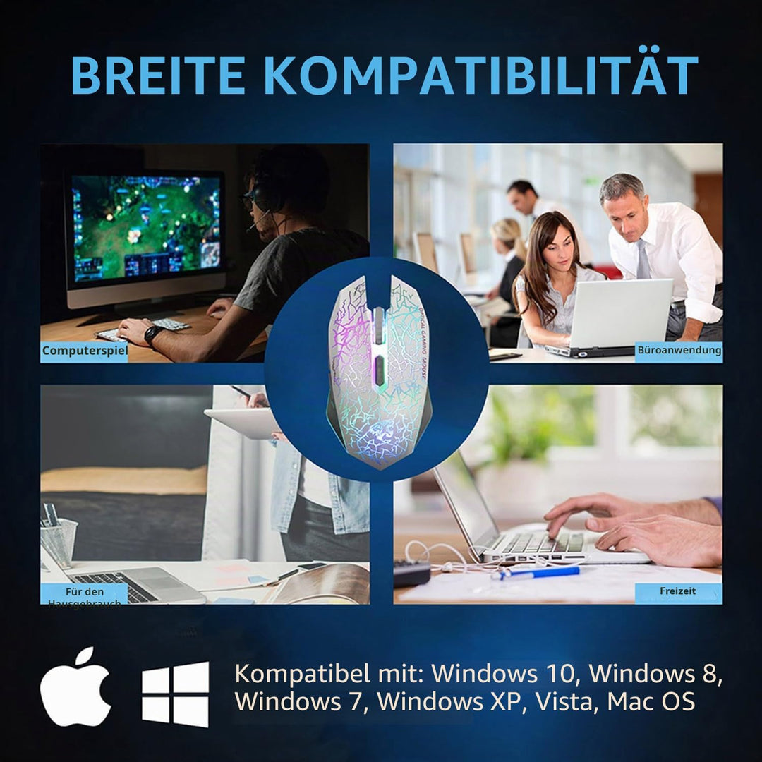Uiosmuph M2 kabellos wiederaufladbar Gaming Maus Optische geräuschlos Mäuse mit Nano Empfänger 6 Tas