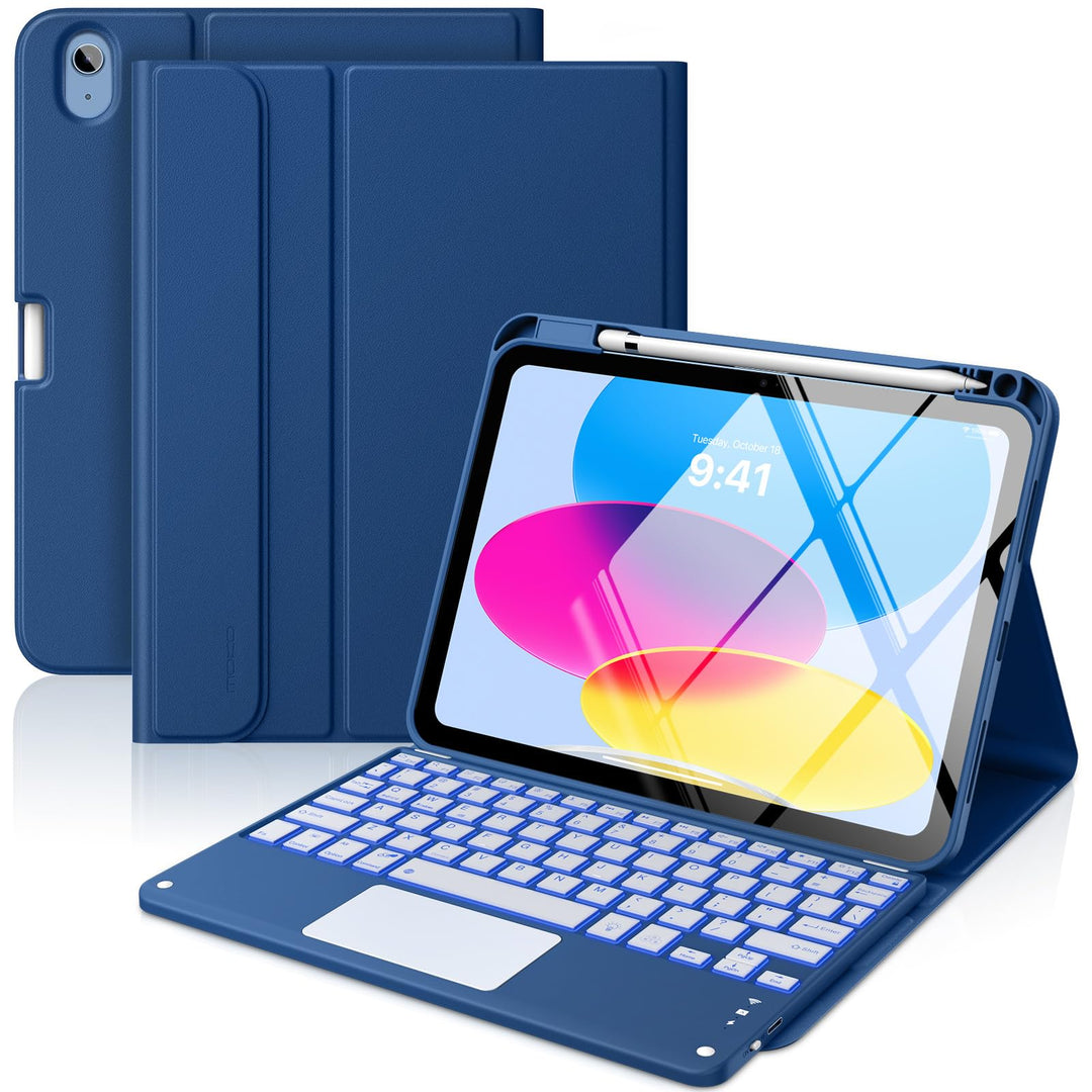 MoKo Touchpad Hülle mit Tastatur für iPad (A16) 11/10 Generation (11/10.9 Zoll) 2025/2022 mit Stifth