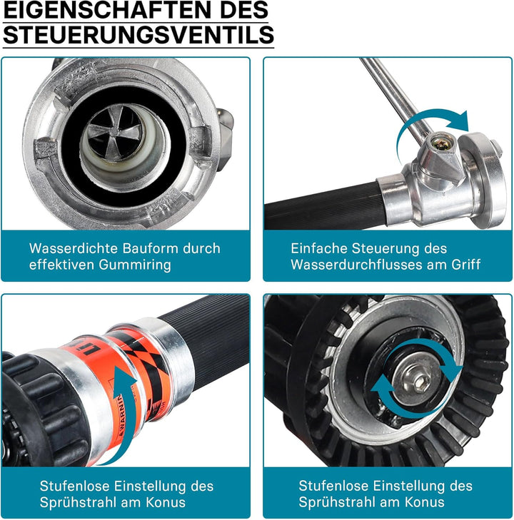 C Mehrzweckstrahlrohr für THW & Feuerwehr, C Kupplung mit stufenloser Sprühstrahlverstellung