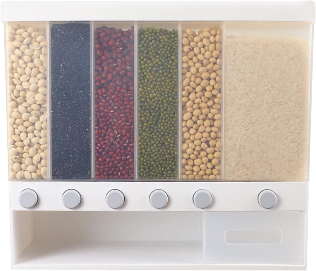 6-Fach Cerealienspender Cereal Dispenser mit Reisbehälter - Transparentes Design Herausnehmbare Tren