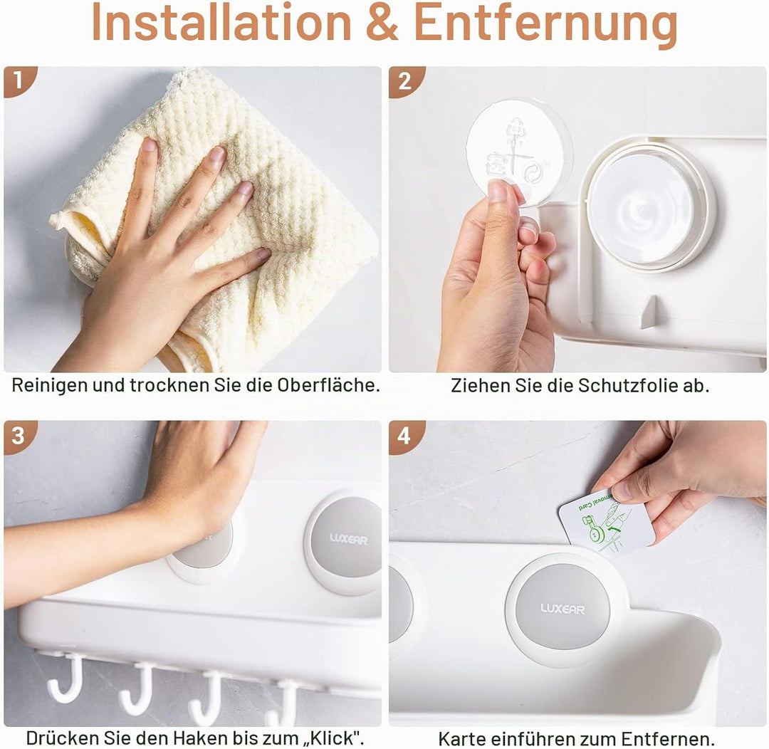 Luxear 2Pack Duschablage mit Saugnäpfen Ablage Dusche Max.20KG belastbar Duschkorb mit starke Saugna