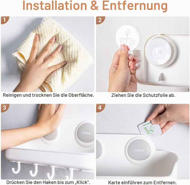 Luxear 2Pack Duschablage mit Saugnäpfen Ablage Dusche Max.20KG belastbar Duschkorb mit starke Saugna