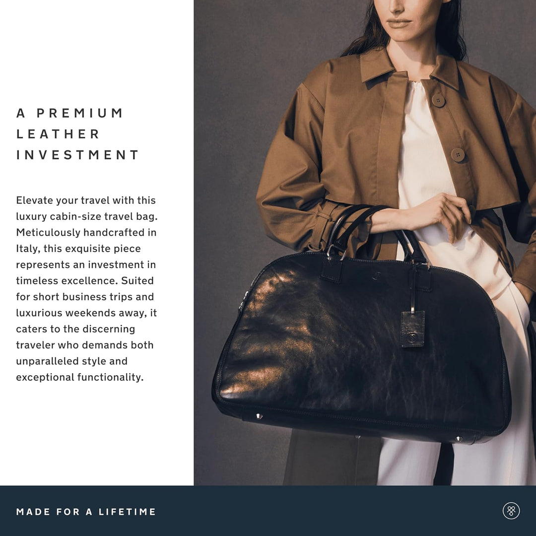 Maxwell-Scott Handgefertigte Damen Leder Reisetasche LilianaL in Dunkelbraun, Dunkelbraun