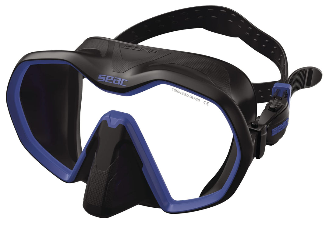Seac Icona, rahmenlose Einglas-Tauchmaske, 100% Made in Italy schwarz/blau, schwarz/blau