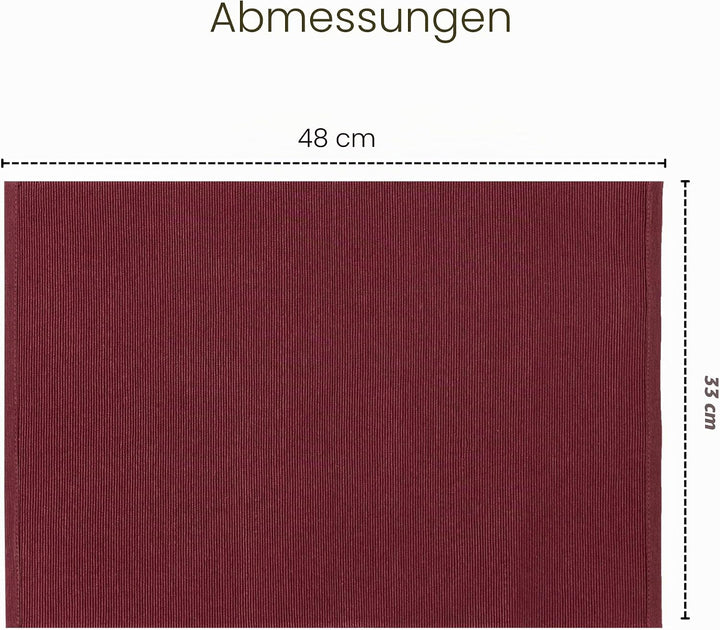 Wein Red Dinning Placemat Set 4-48 * 33 cm feiner Gerippter Baumwollküchen Küchentisch Tischemat für