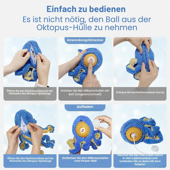 Interaktives Hundespielzeug, Oktopus, langlebiges, automatisches Spring-Hundespielzeug, um sie besch