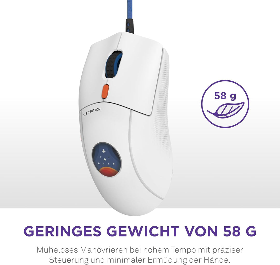 NZXT Lift 2 Starfield | Leichte symmetrische Gamingmaus, kabelgebunden | Nur 58 g Gewicht | 8 kHz Ab