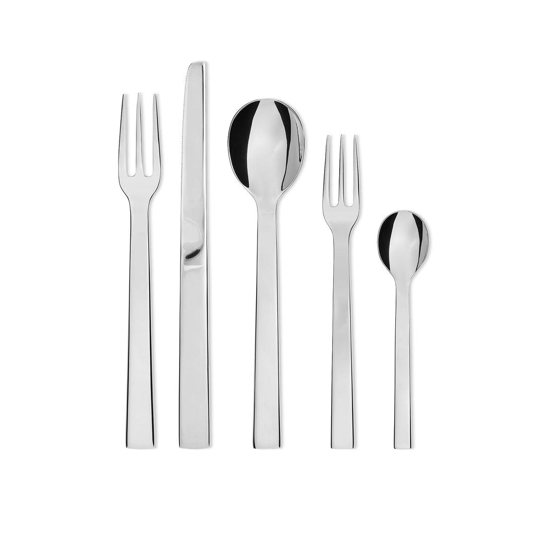 Alessi DC05S5 Santiago Besteckset 5tlg. Tafellöffel,Tafelgabel,Tafelmesser, Teelöffel und eine Desse