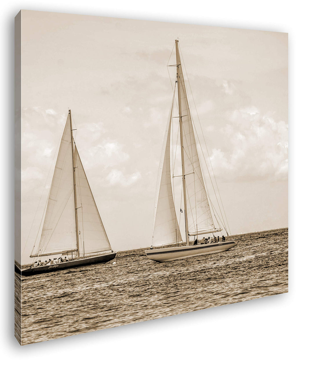 Segelboote in der Karibik Format: 60x60 Effekt: Sepia als Leinwandbild, Motiv auf Echtholzrahmen, Ho