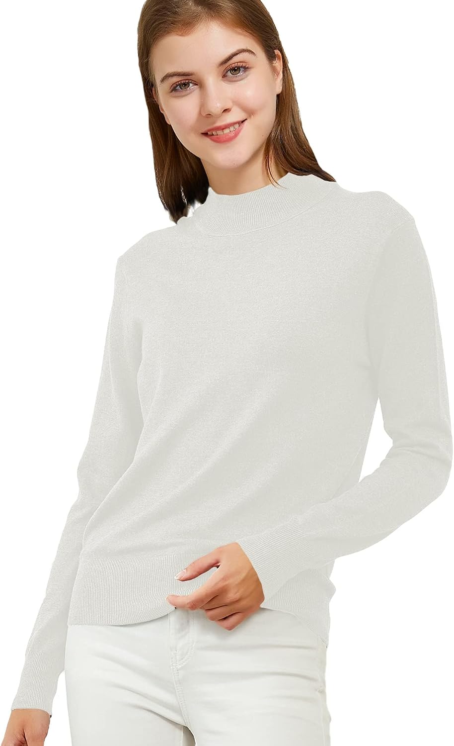 Woolicity Damen Strickwaren Rollkragenpullover Strickpullover Langarm Ribbed Strick Sweater Pullover