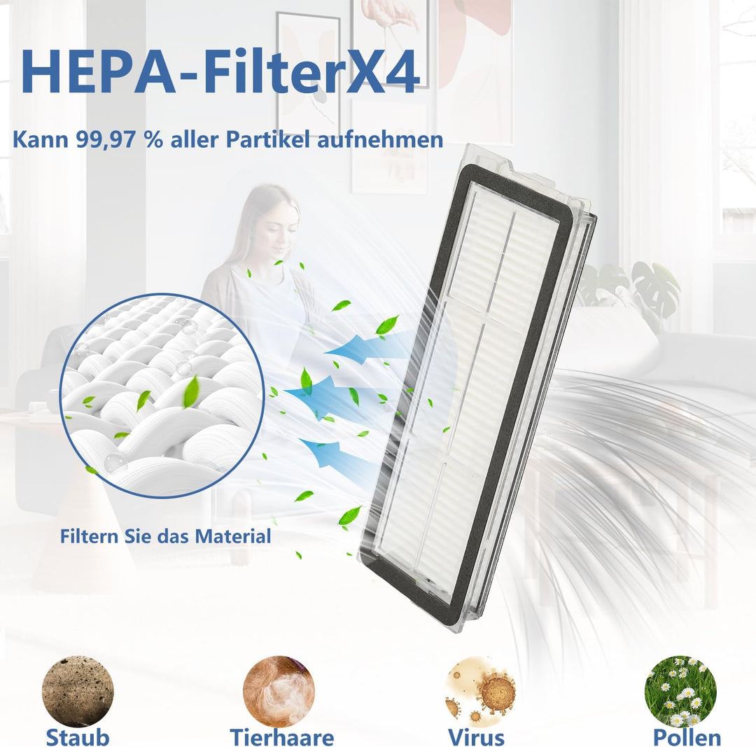 22 Stück Zubehör für Roborock Qrevo S/Qrevo MaxV/Qrevo Pro Saugroboter,2 Hauptbürsten, 4 Staubbeutel