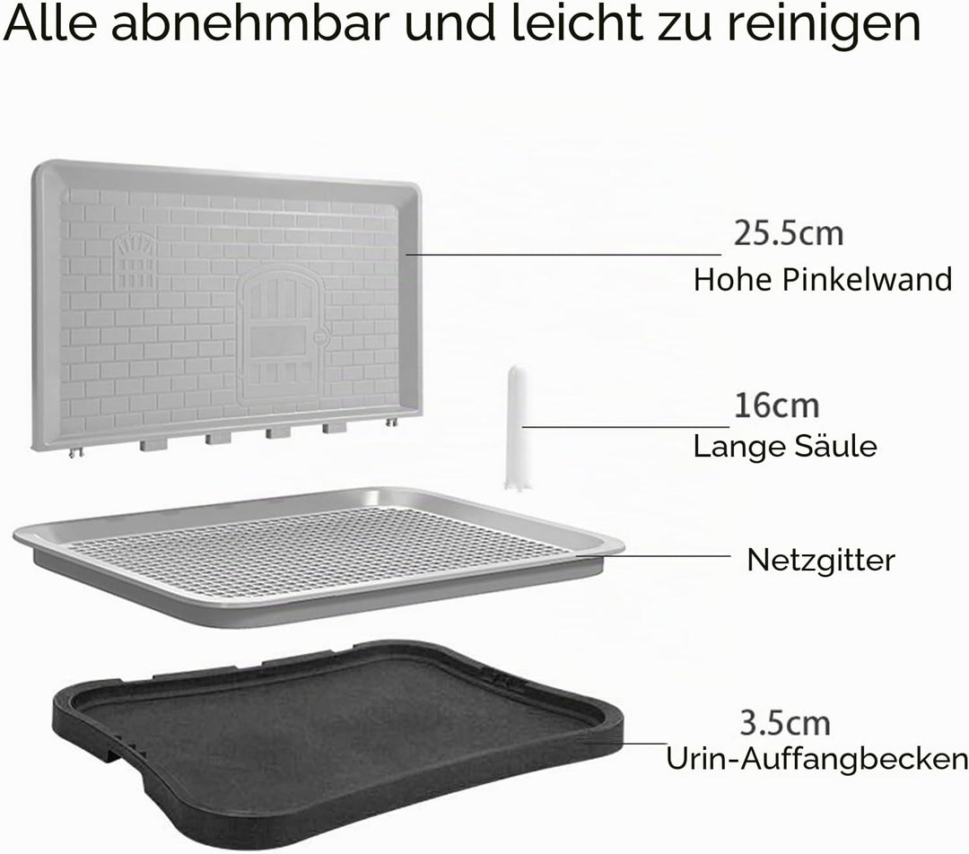 Hundetöpfchen-Toilette mit Abnehmbarer Spritzwand, für den Innenbereich, Netz-Trainingstoilette für