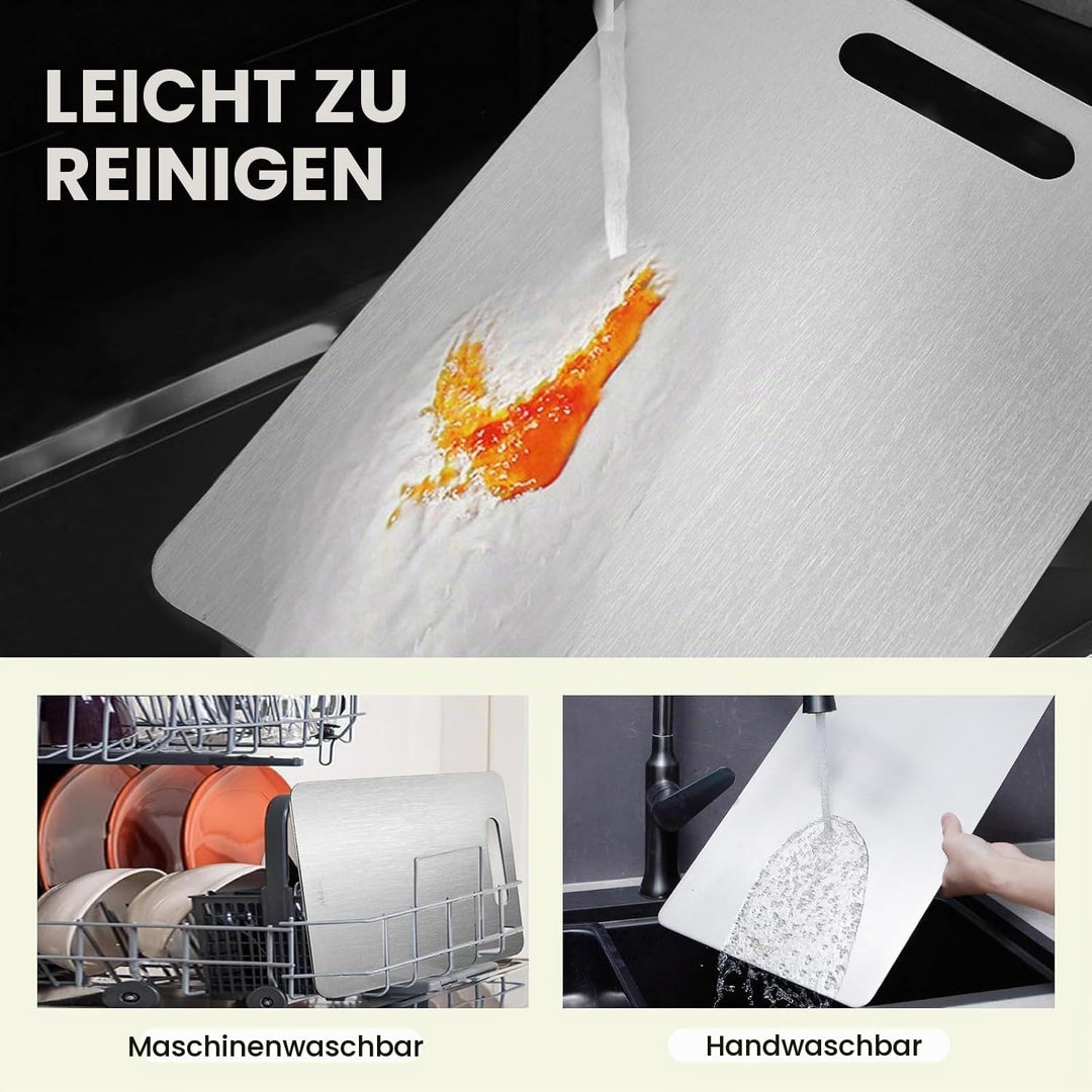 Schneidebrett Edelstahl, 3 Stück Titan Schneidebrett, Titanium Cutting Board, Doppelseitiges Lebensm