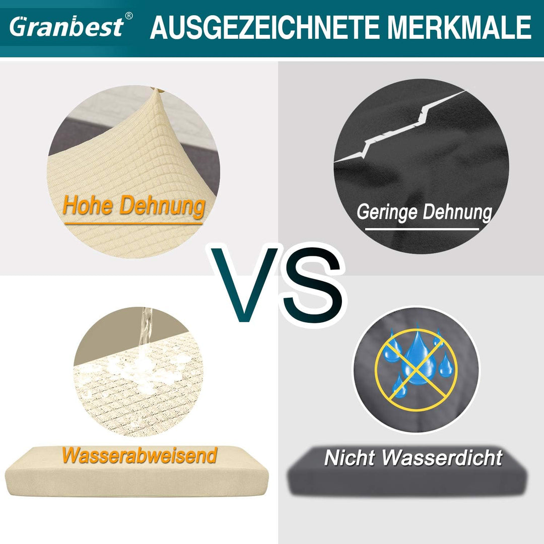 Granbest Premium Wasserdicht Sofa Sitzkissenbezug, High Stretch Jacquard Sitzkissenschutz Sofasitzbe