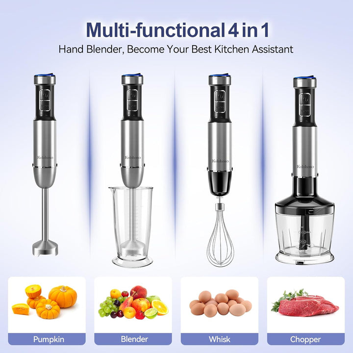 1500W Stabmixer, 4-in-1 Pürierstab, 25 Geschwindigkeitsstufen & Turbo-Stabmixer Set mit Schneebesen,