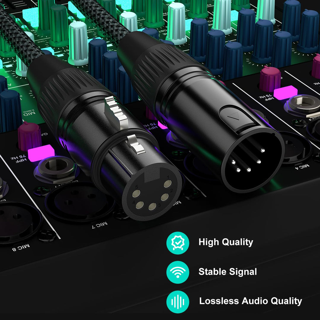 J&D 5 PIN XLR DMX Kabel, DMX512 XLR 5-polig Stecker auf 5-polig Buchse DMX 512 Turnaround DMX Bühnen