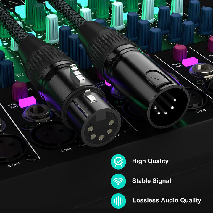 J&D 5 PIN XLR DMX Kabel, DMX512 XLR 5-polig Stecker auf 5-polig Buchse DMX 512 Turnaround DMX Bühnen