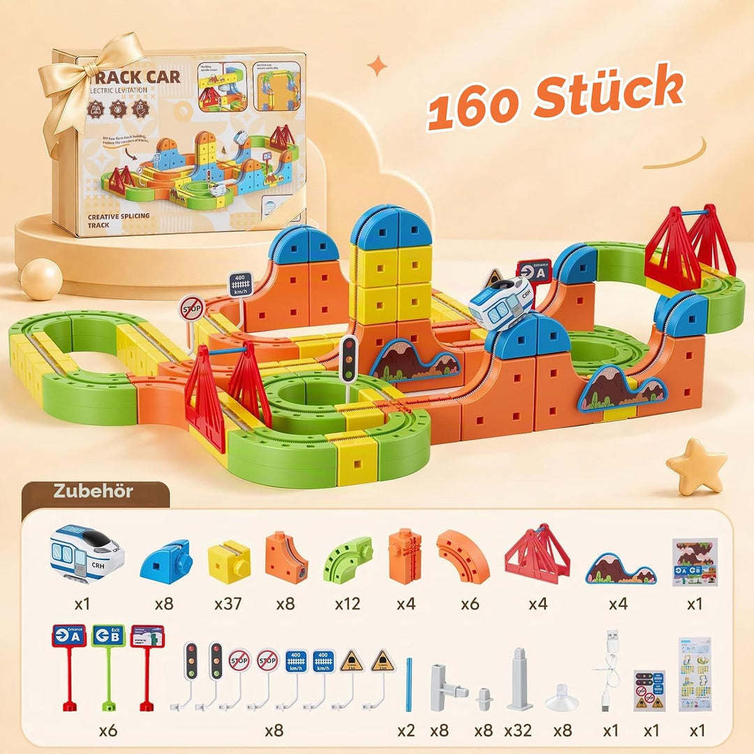 160 Pcs Flexible Cube Track, 3D Kugelbahn Zugset, ab 3 Jahren