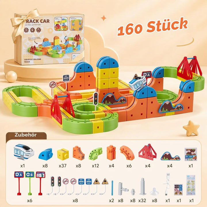 160 Pcs Flexible Cube Track, 3D Kugelbahn Zugset, ab 3 Jahren