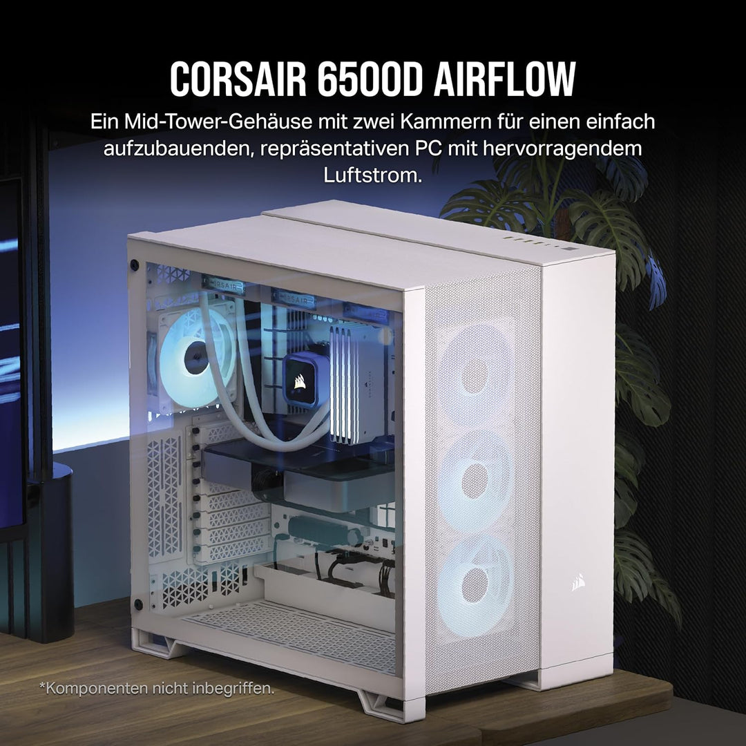 CORSAIR 6500D Airflow Mid-Tower ATX PC-Gehäuse - Ohne Lüfter - Zweikammer-Design - Grosse Kühlungsfl