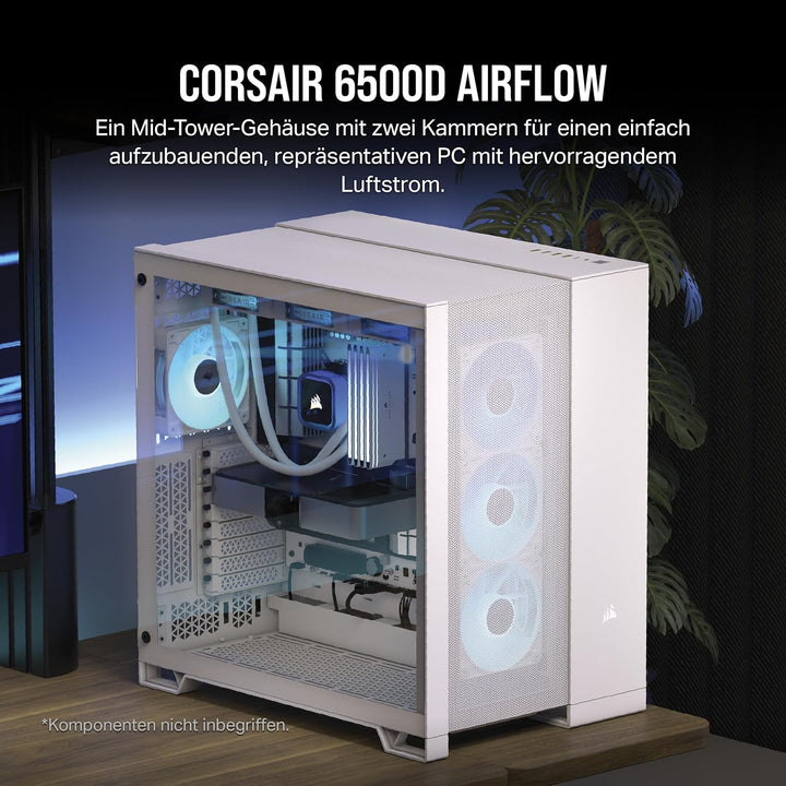 CORSAIR 6500D Airflow Mid-Tower ATX PC-Gehäuse - Ohne Lüfter - Zweikammer-Design - Grosse Kühlungsfl