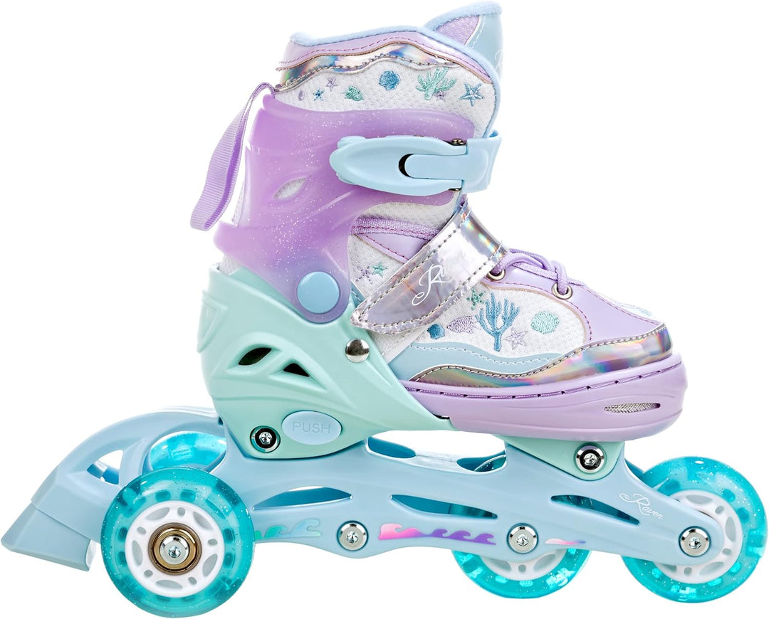 RAVEN 4in1 Inline Skates Triskates Rollschuhe Schlittschuhe Inliner für Kinder Mädchen verstellbar G
