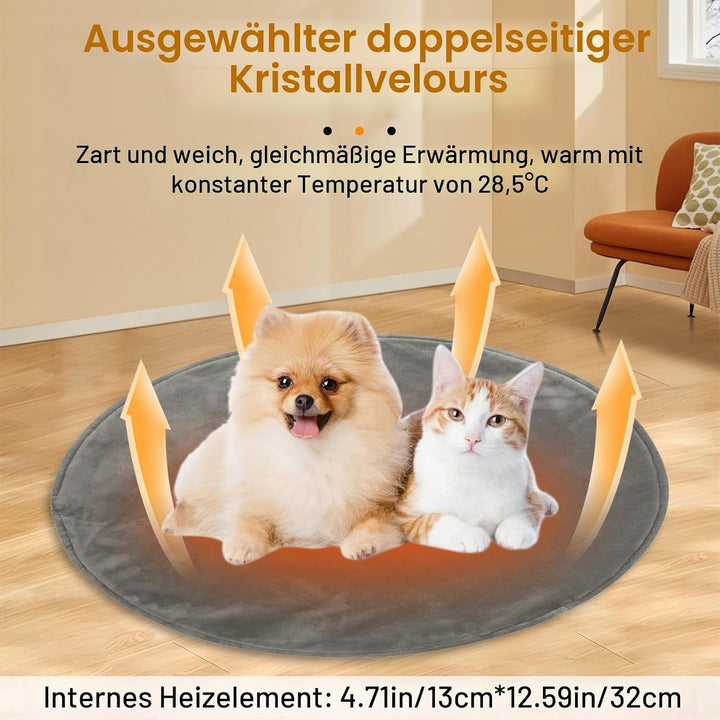 Heizmatte für Katzen und Hunde, 45 x 45 cm, elektrisches Heizkissen mit automatischer Schliessfunkti
